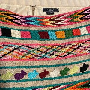 Gryphon Mayan Embroidered Mini Skirt Medium